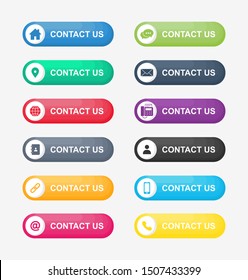 set icons of contact us button Isolated on white background. Vector Illustration.