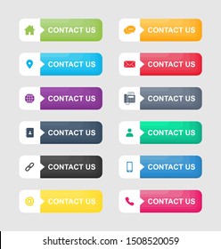 set icons of contact us button Isolated on white background. Vector Illustration.
