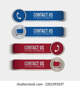 set icons of contact us button on white background. Contact Us Labels or Stickers for the (web) page Vector Illustration.