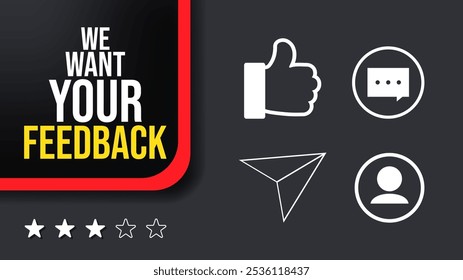 Set of icons contact us. Vector illustration. We want your feedback. Background design template. 