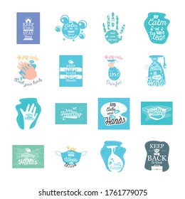 set icons for coronavirus prevention, stay healthy vector illustration design