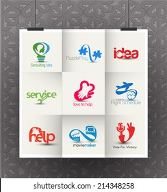 Set of Icons for Corporate Symbol For Logo Design Template 