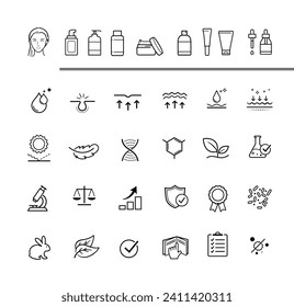 Set of icons for cosmetic design. The outline icons are well scalable and editable. Contrasting elements are good for different backgrounds. EPS10.