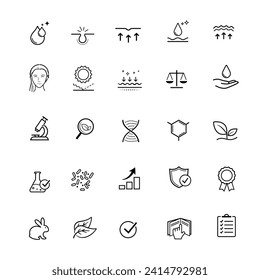 Set of icons for cosmetic design. The outline icons are well scalable and editable. Contrasting elements are good for different backgrounds. EPS10.