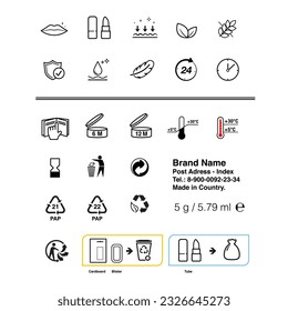 Set of icons for cosmetic design. Vector illustration isolated on white background. Ready for your design. EPS10.