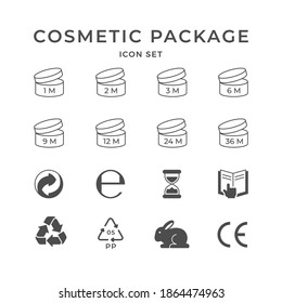 Set icons of cosmetic package