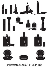 set icons cosmetics black silhouette vector illustration isolated on white background