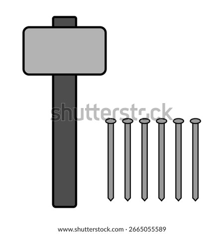 set of icons for craftsman tools, in the form of a hammer and nails