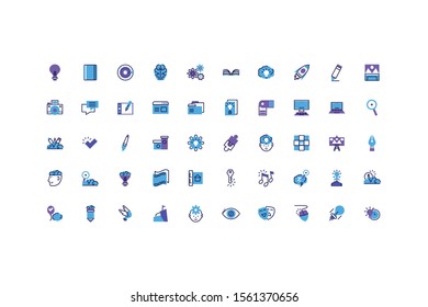 set of icons of creativity on white background vector illustration design