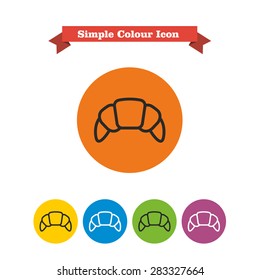 Set of icons with croissant, with text on red ribbon