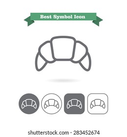 Set of icons with croissant, with text on green ribbon