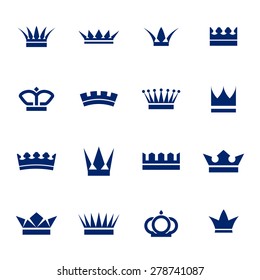 Set of icons crowns isolated on white background