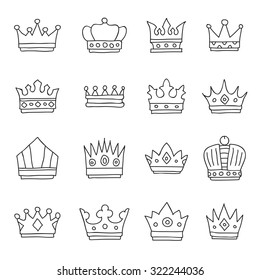 Set of icons crowns. Vector.