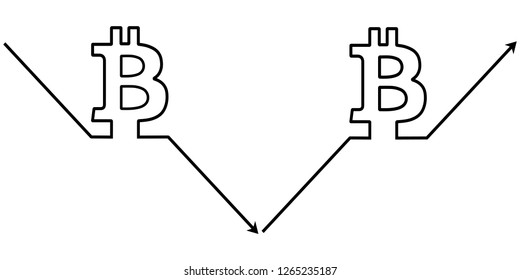 set icons cryptocurrency bitcoin, vector symbol sign of growth and fall of the bitcoin exchange rate