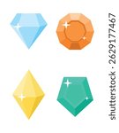 Set Icons crystal gems Collection