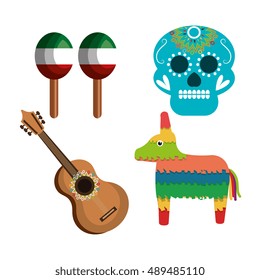 set icons culture festive mexican design