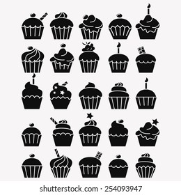 Set of icons cupcakes
