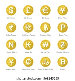 set of icons for currency symbol