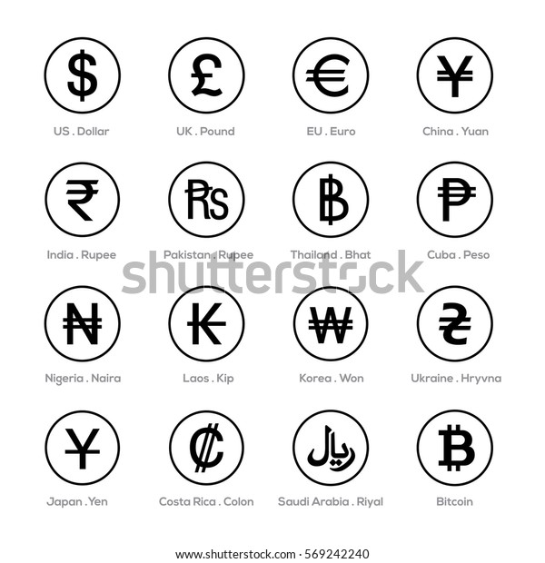 Set Icons Currency Symbol Stock Vector (Royalty Free) 569242240