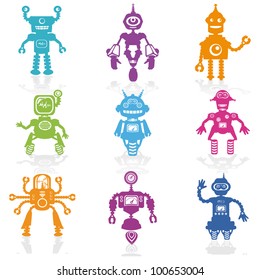 Set of Icons -Cute Little Robots Collection - in vector