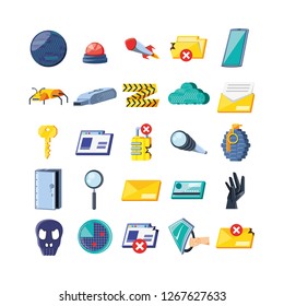 set icons of cyber security