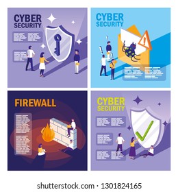 set icons of cyber security