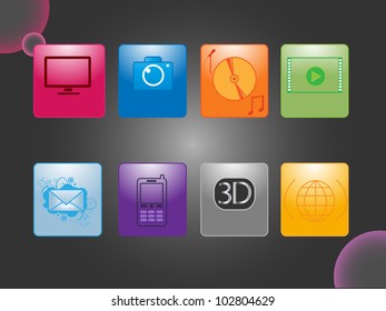 Set of icons a dark background. Eps8 vector.