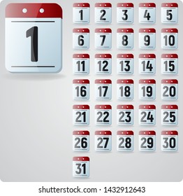 set of icons, date, calendar