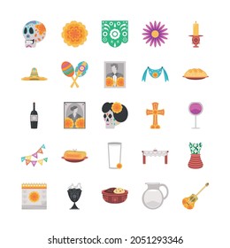 set of icons day of the dead