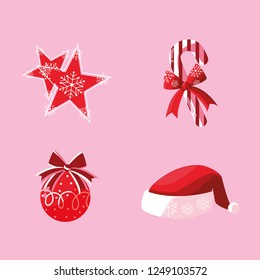 set of icons decoratives merry christmas