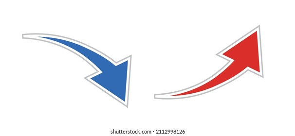 Un conjunto de iconos para reducir y aumentar las flechas. Creciente y decreciente. Vector.