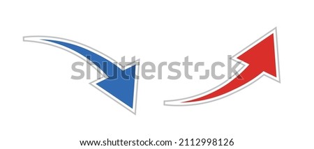 A set of icons for decreasing and increasing arrows. Increasing and decreasing. Vector.