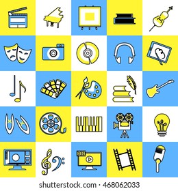 set of icons dedicated to the different arts.