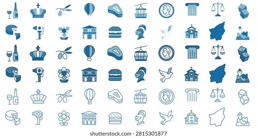 A set of icons dedicated to San Marino. A collection of icons in various styles. 10 EPS.