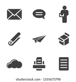 Set of icons for the delivery and transmission of text information. Glyph design. Vector on a white background. - Powered by Shutterstock - Get 15% off with code: PIKWIZARD15