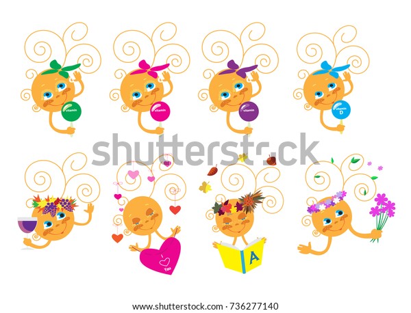 Set Icons Depicting Animated Images Small Stock Vector Royalty