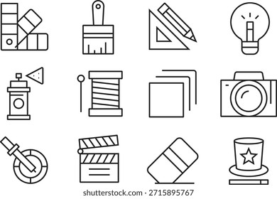 Conjunto de iconos que representan herramientas e ideas aisladas sobre fondo transparente