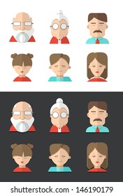 Set of icons depicting various age of people 