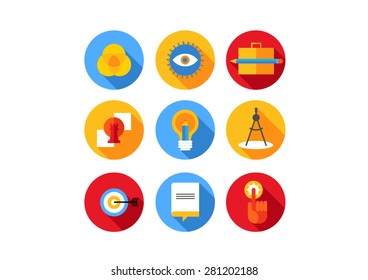 Set of icons depicting various spheres of  business activities
