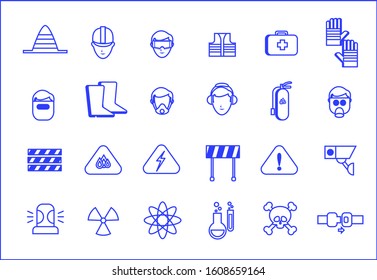 Set of icons of different aspects of workplace safety	
