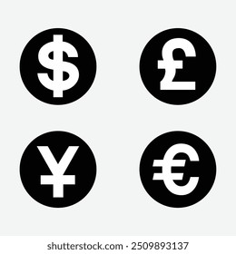 set of icons of different currencies