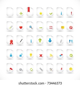 Set of Icons For Different File Types and Actions