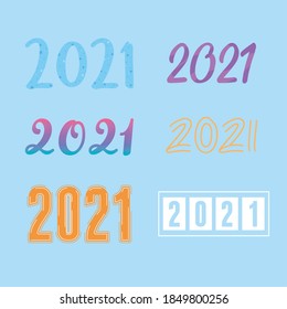 establecer iconos fuente diferente de números ilustración vectorial 2021