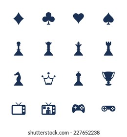 Set icons for different games in flat style