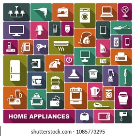 Set of icons of different home appliances