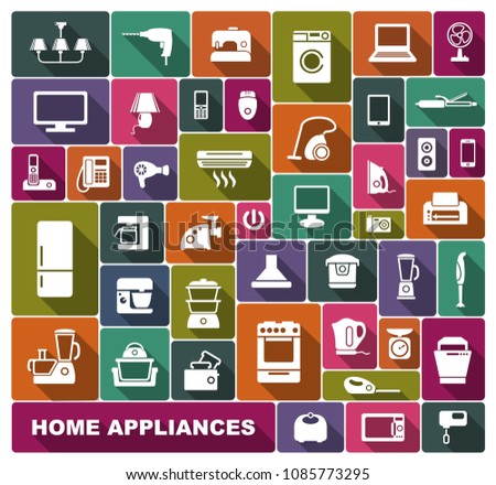 Set of icons of different home appliances