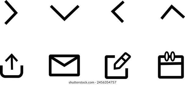 Set of icons different icon up,down,left,right,mail,upload write icon set