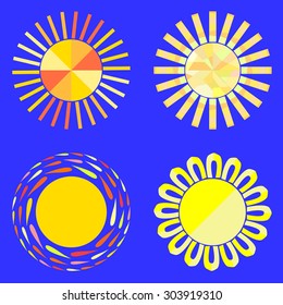 set of icons with different images of the sun
