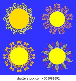 set of icons with different images of the sun