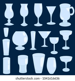 Set icons of different kinds of glasses vector illustration sketch
